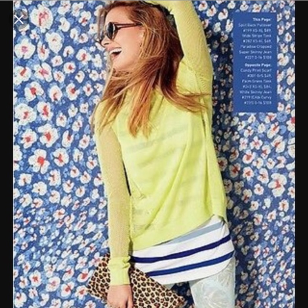 Cabi Split Back Yellow Spring Sweater - Medium - image 3